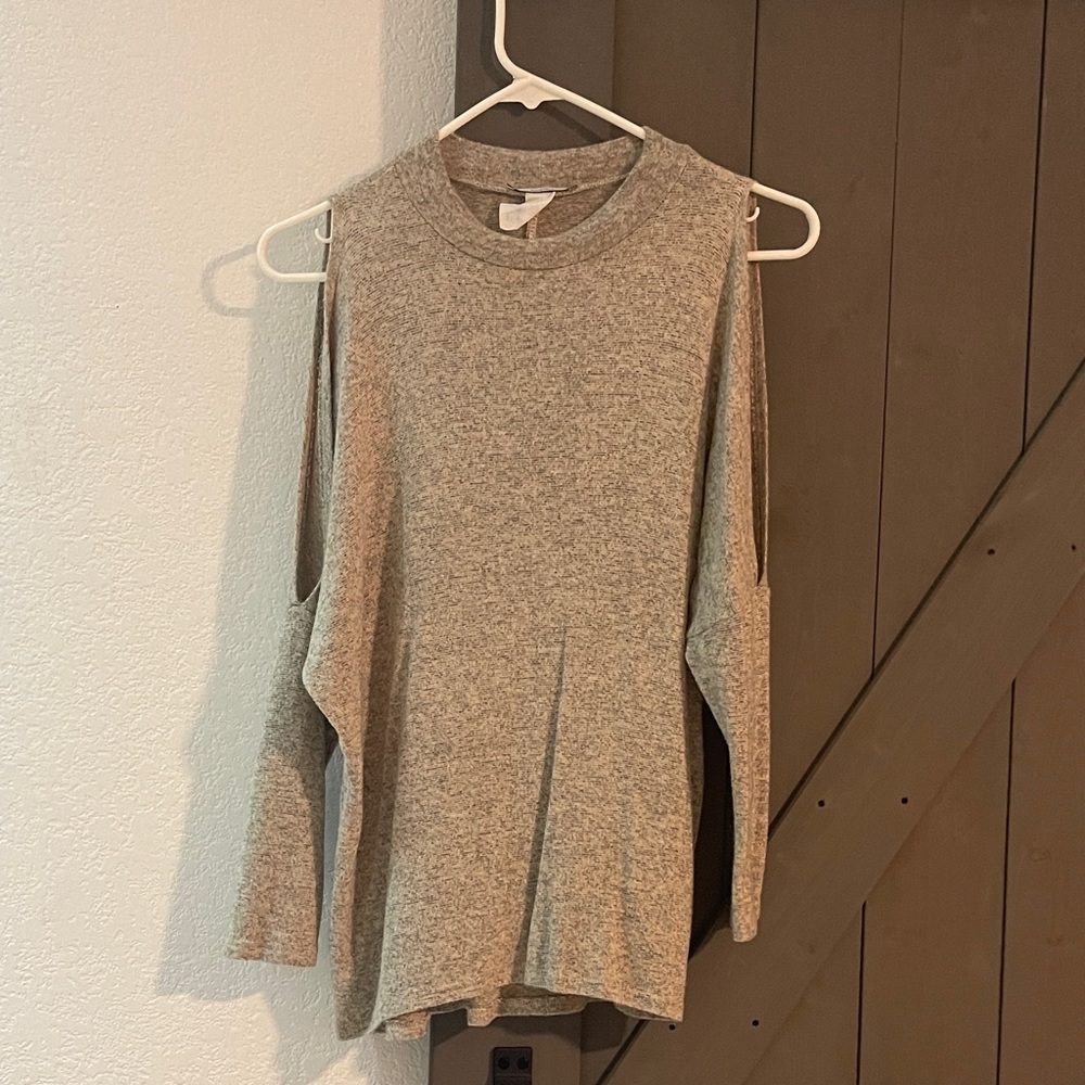 Beige  Cold Shoulder Women's Top